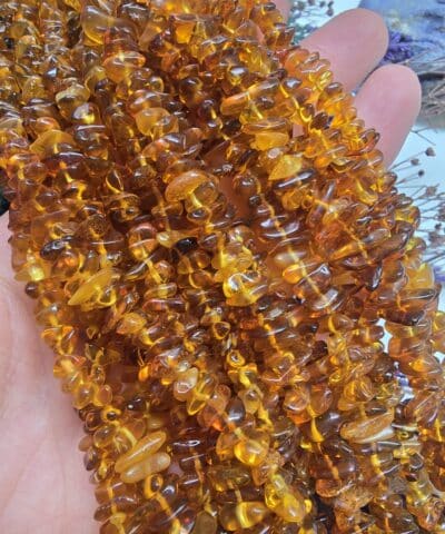 Bal Kırık Şekilli Kehribar Uzun Dizi 45 CM