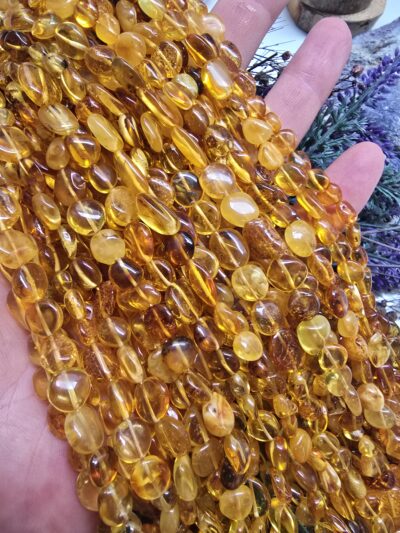 Bal Sarı Amorf Kehribar Uzun Dizi 45 CM - Görsel 2