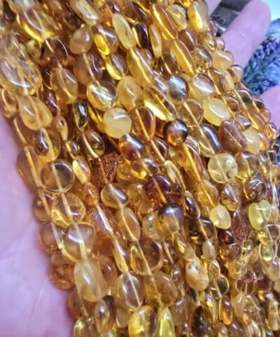 Bal Sarı Amorf Kehribar Uzun Dizi 45 CM