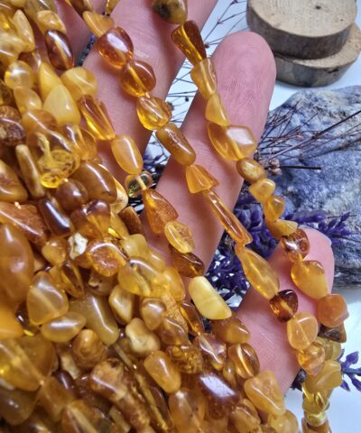 Bal Renkli Çakıl Kehribar Uzun Dizi 45 CM