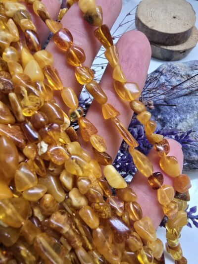 Bal Renkli Çakıl Kehribar Uzun Dizi 45 CM