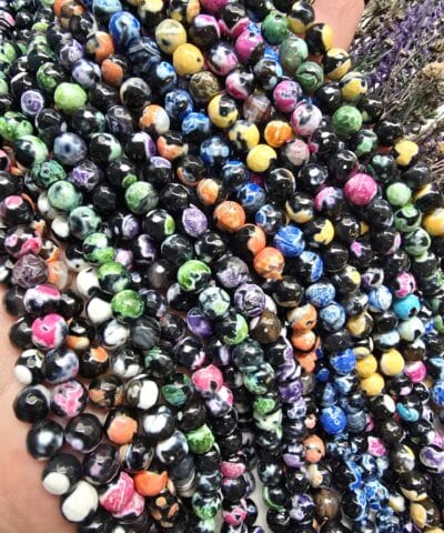 8 MM Faset Küre Gökkuşağı Ateş Akik Çeşitleri