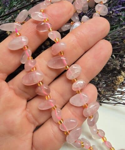 10-14 MM Amorf Damla Pembe Kuvars Taşı