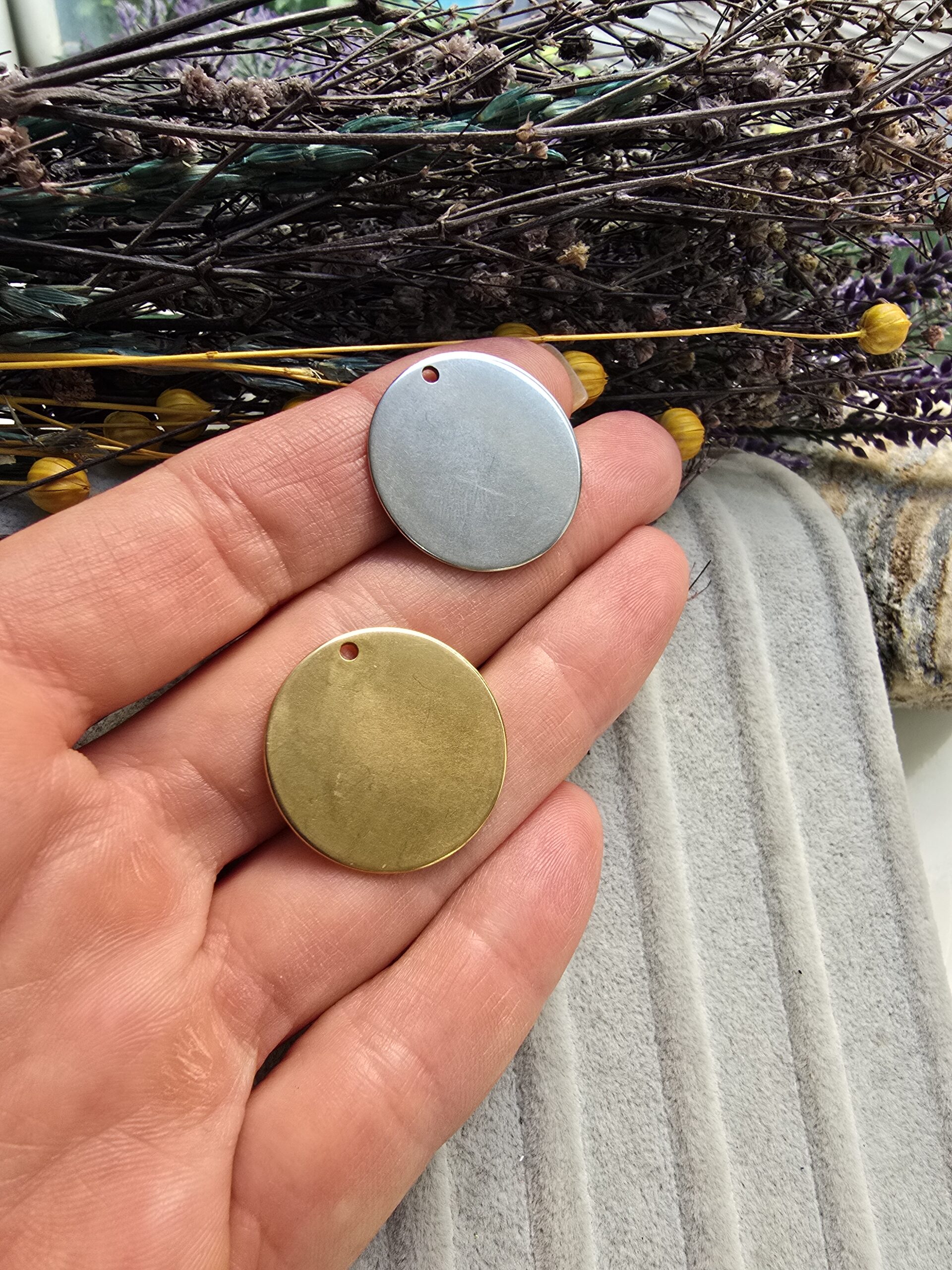 25 MM İsim ve Yazı Yazılabilir Boş Plaka Çelik Madalyon Kolye Ucu