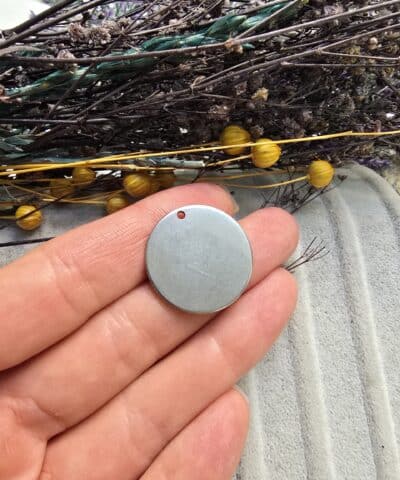 25 MM İsim ve Yazı Yazılabilir Boş Plaka Çelik Madalyon Kolye Ucu - Gümüş