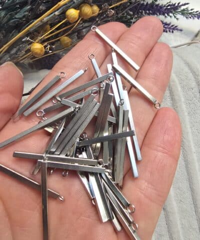 30 MM Dikdörtgen Çubuk Sallantı ve Kolye Ucu - Gümüş