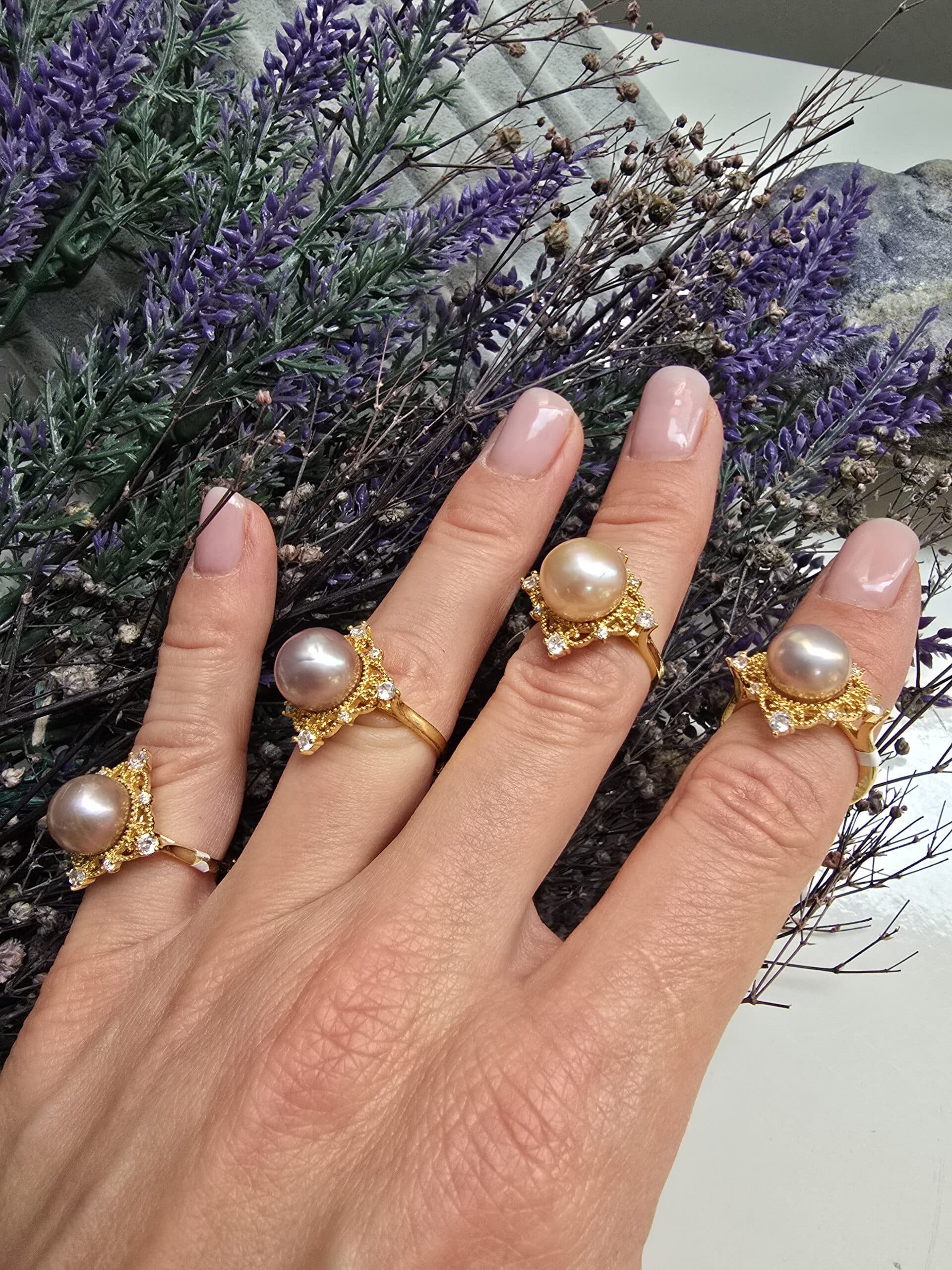 12 MM Barok Doğal İnci Yüzük