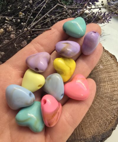 2 Cm Mix Renkli Kalp Akrilik Boncuk