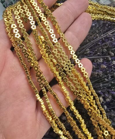 4 MM Çiçek Hematit Taşı - Parlak Gold