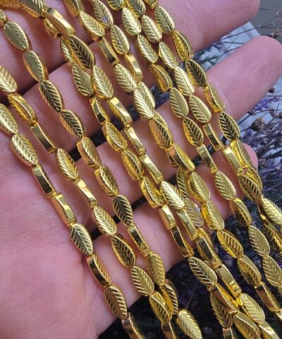4x8 MM Yaprak Hematit Taşı - Parlak Gold