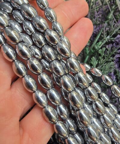 6x9 MM Arpa Hematit Doğal Taş - Gümüş