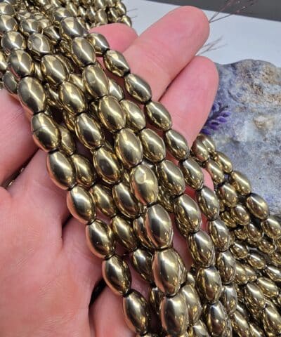 6x9 MM Arpa Hematit Doğal Taş - Soft Gold