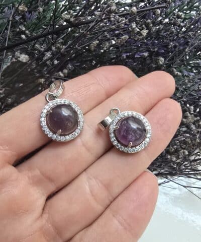 Zirkon Taşlı Ametist Taşı Kolye Ucu