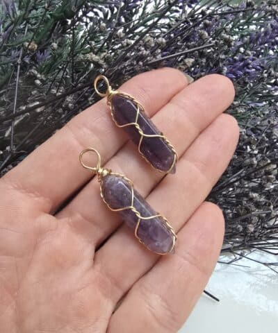 Tel Sargılı Pandül Ametist Taşı Kolye Ucu