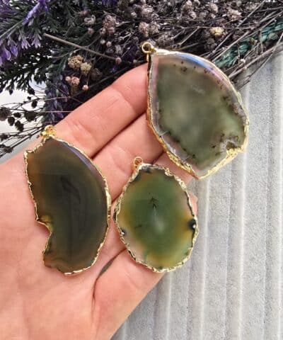 Yosun Dilim Akik Kolye Ucu