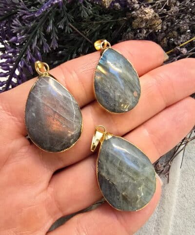 5A Premium Damla Labradorit Taşı Kolye Ucu