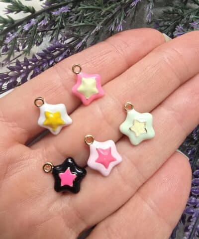 Renkli Yıldız Mineli 3 Boyutlu Charm