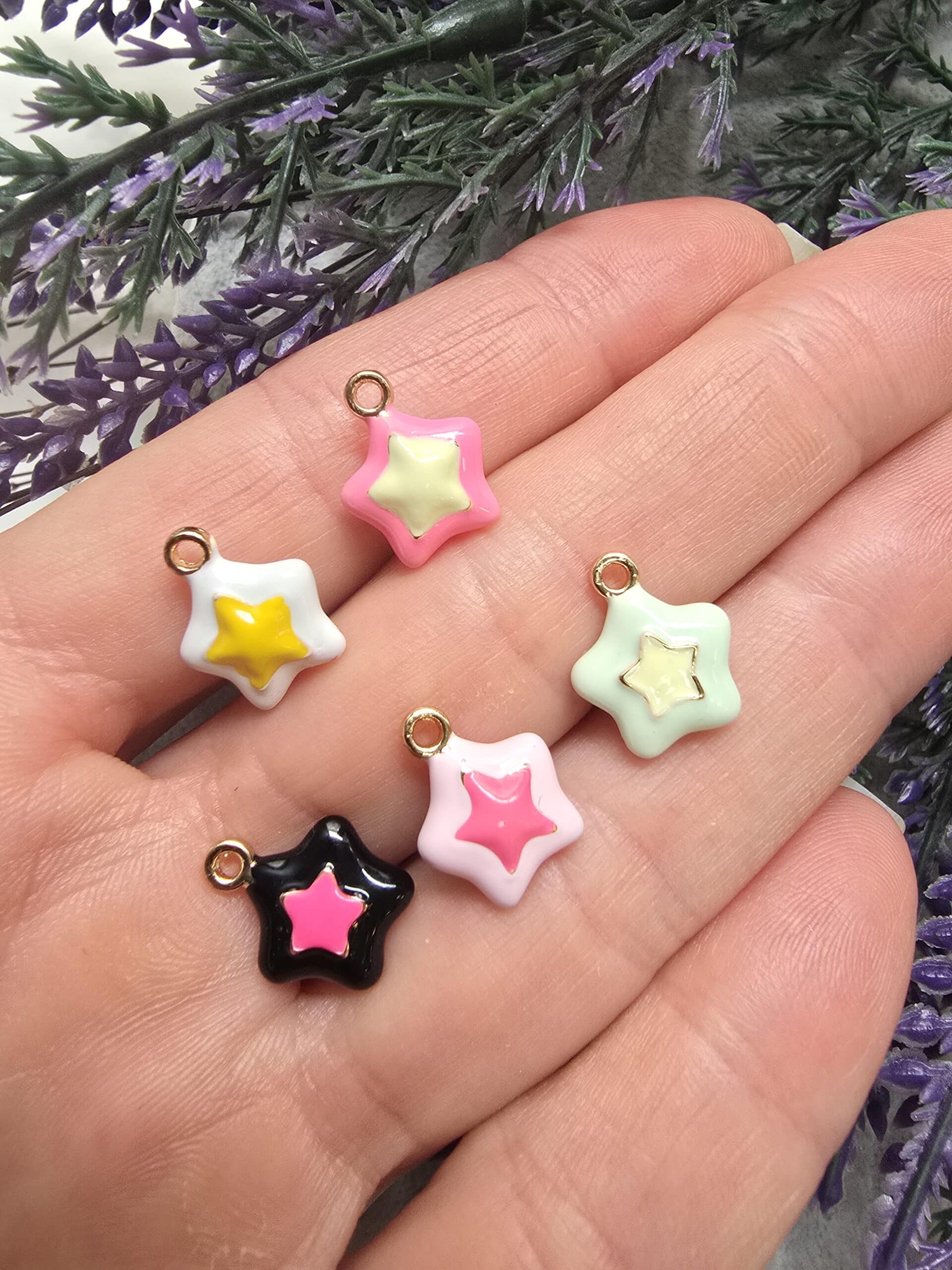 Renkli Yıldız Mineli 3 Boyutlu Charm