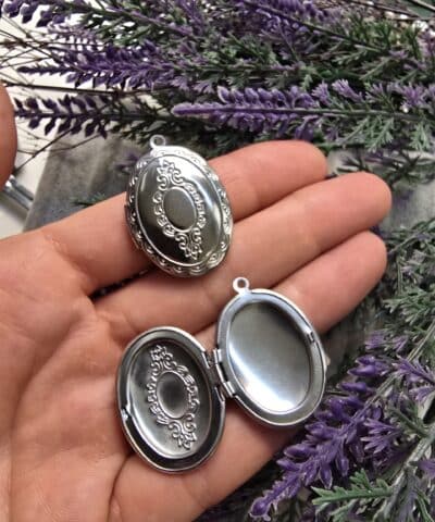 Açılır Oval Kolye Ucu 3 CM - Gümüş