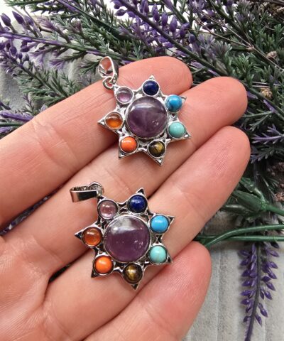 Çakra Yıldızı Doğal Taşlı Kolye Ucu