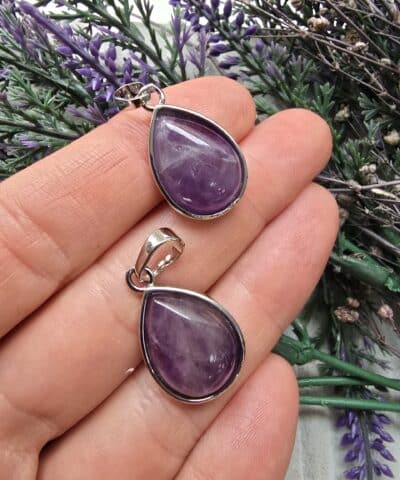 Damla Ametist Doğal Taş Kolye Ucu