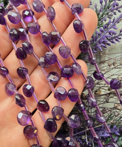 7 Mm Premium Faset Yassi Damla Ametist Tasi 3