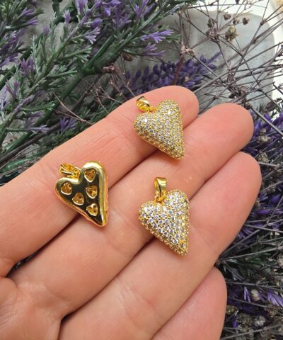 Kalp Cerceve Zirkon Tasli Kolye Ucu