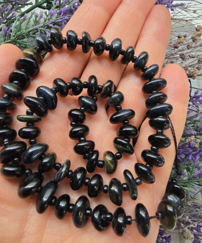 Disk Doğal Siyah Kaplan Gözü Taşı