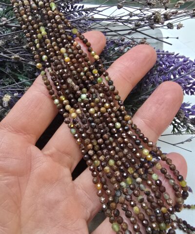 3 MM Fasetli Küre Krizopras Doğal Taş