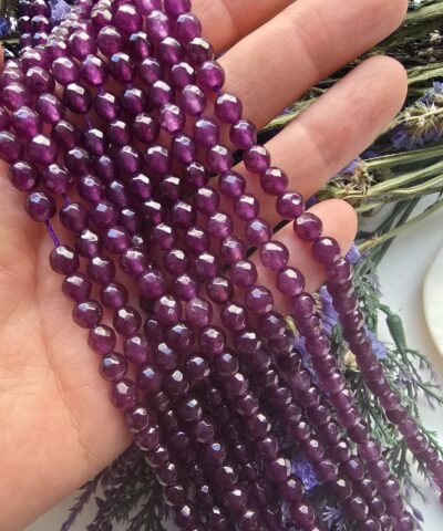 6 MM Fasetli Küre Ametist Renkli Ceyt Taşı