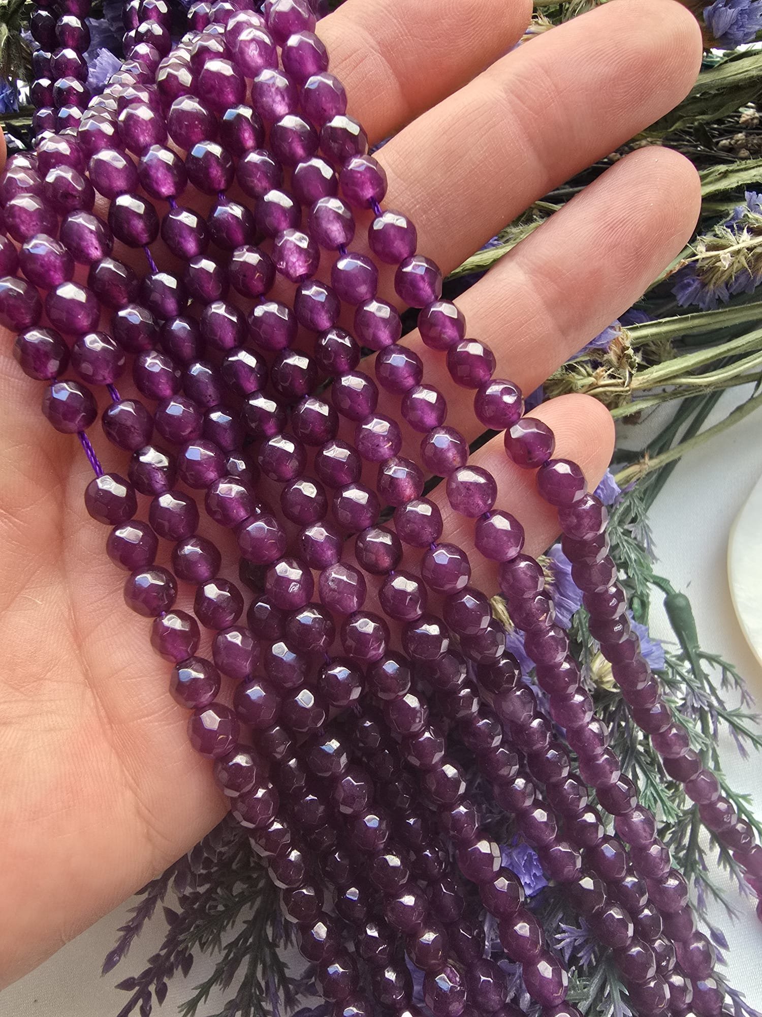 6 MM Fasetli Küre Ametist Renkli Ceyt Taşı