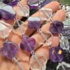 18 Mm Yonca Kesim Dogal Ametist Ve Kristal Kuvars Tasi