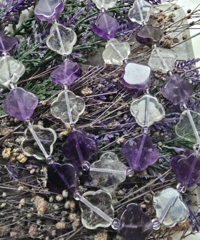 18 Mm Yonca Kesim Dogal Ametist Ve Kristal Kuvars Tasi 3