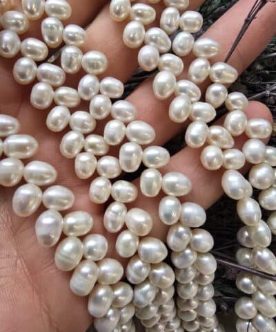 5 Mm Premium Yandan Delikli Damla Barok Dogal İnci 2