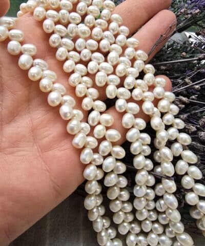 5 Mm Premium Yandan Delikli Damla Barok Dogal İnci