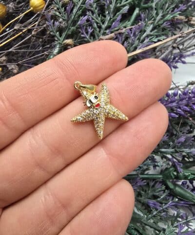 Sevimli Yildiz Zirkon Tasli Charm Gold