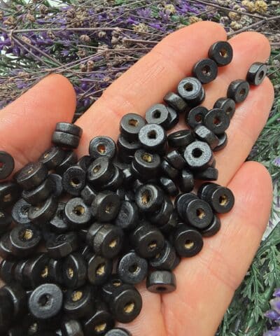 Siyah Rondela Ahsap Tahta Boncuk Cesitleri 8 Mm