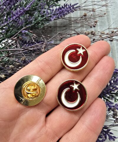 Yuvarlak Turk Bayrakli Yaka İgnesi Bros
