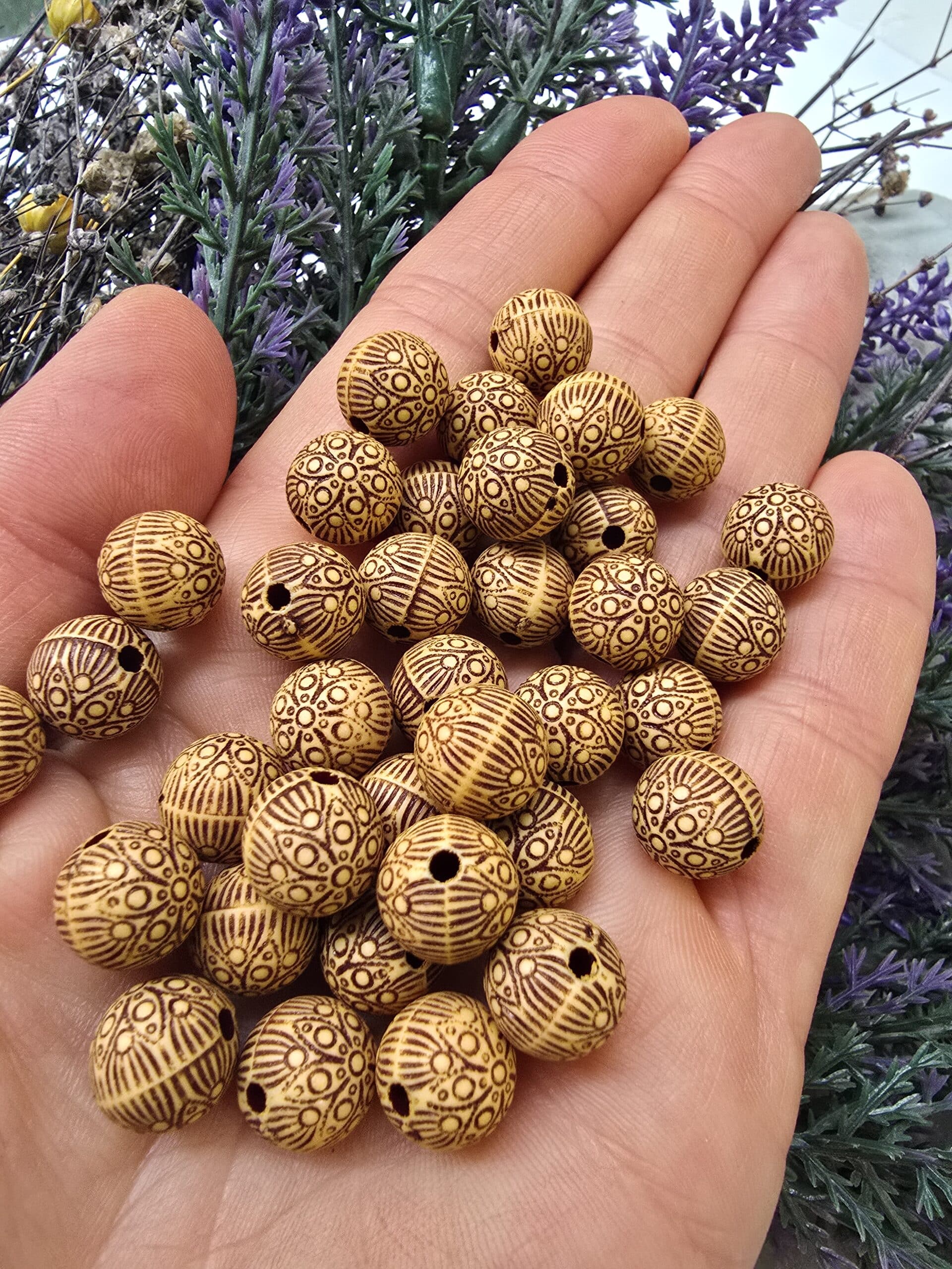 10 Mm Desenli Kure Tahta Boncuk