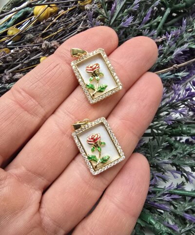 Sedef Çerceveli Gül Charm