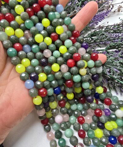 8 MM Faset Çakra Mix Ceyt Kuvars Taşı