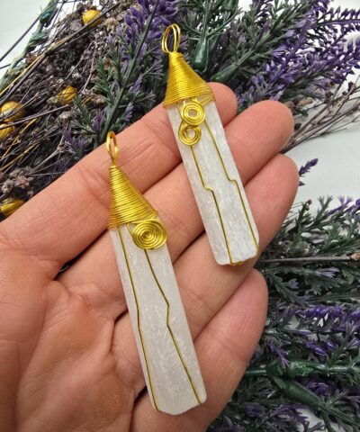 Sargılı Çubuk Selenit Taşı Kolye Ucu