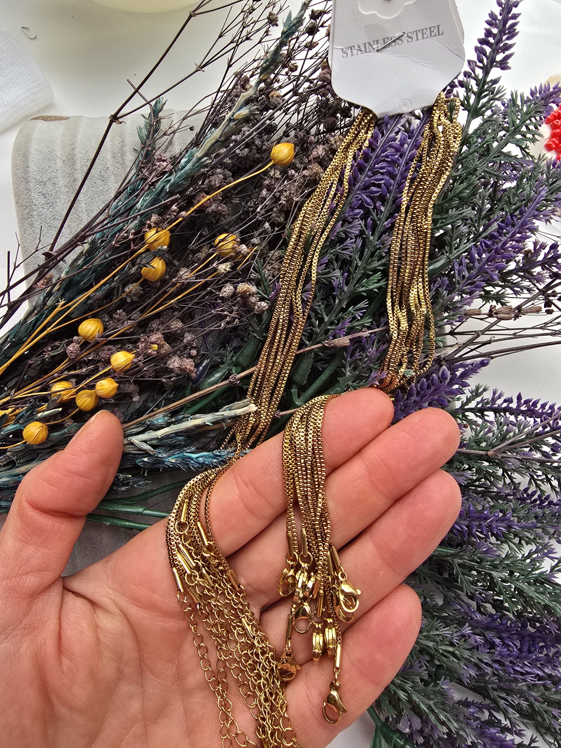 Kare Model Hazır Klipsli Uzatmali Çelik Takı Zinciri 45 CM