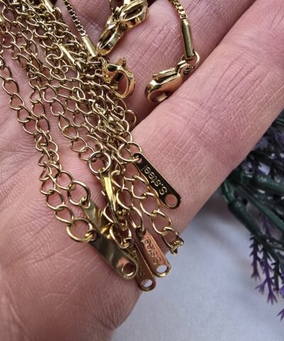 Alternative view of Kare Model Hazır Klipsli Uzatmali Çelik Takı Zinciri 45 CM