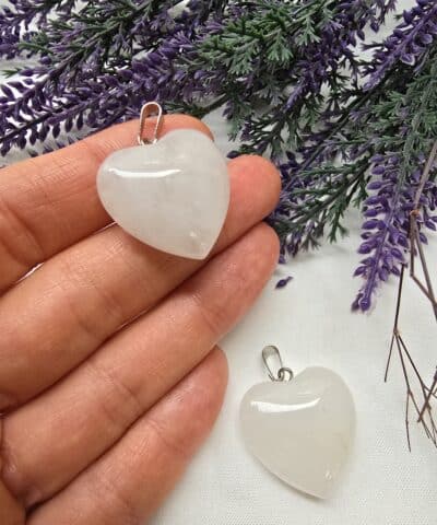 25 Mm Kalp Kristal Kuvars Tasi Kolye Ucu