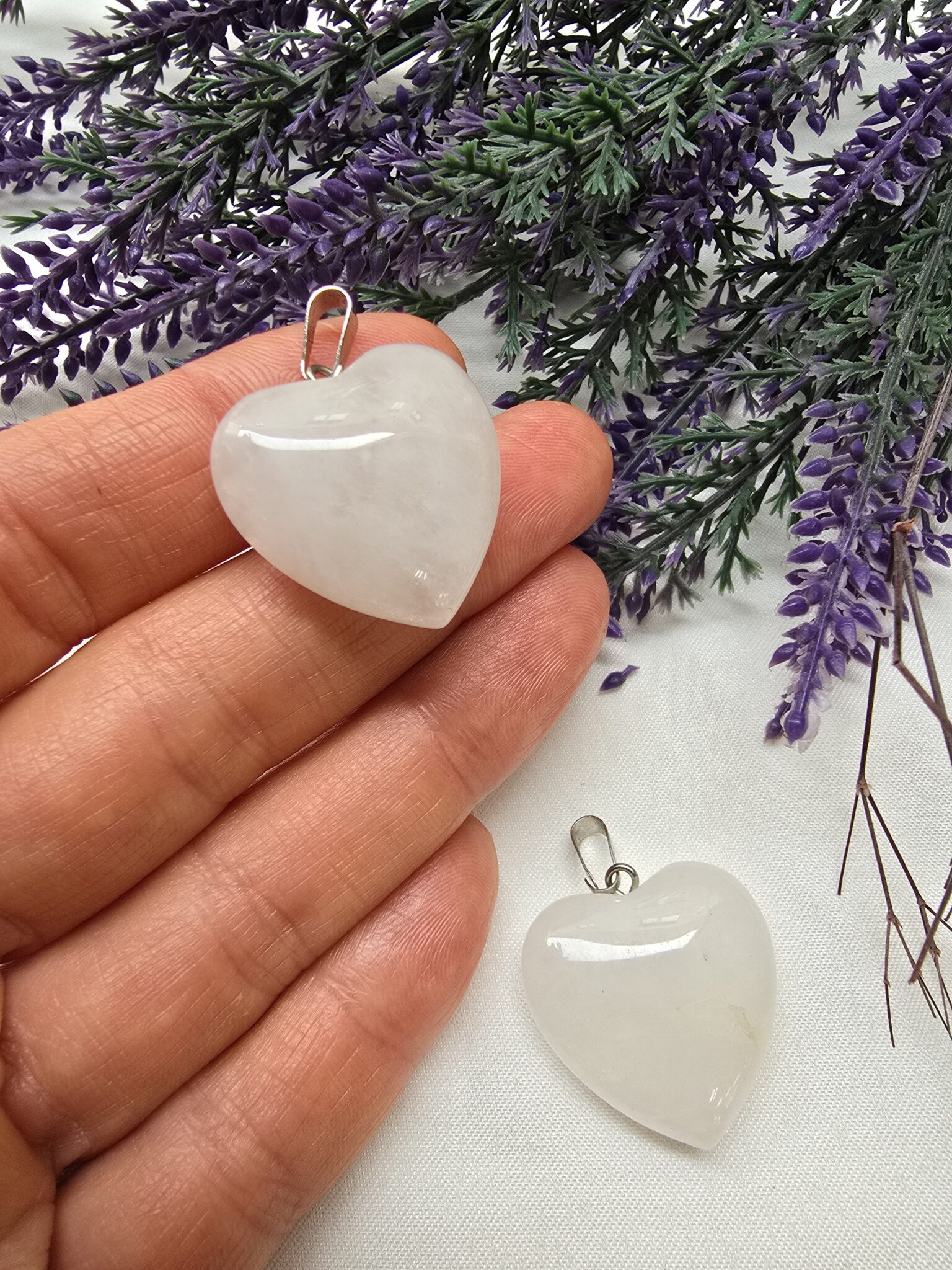 25 Mm Kalp Kristal Kuvars Tasi Kolye Ucu