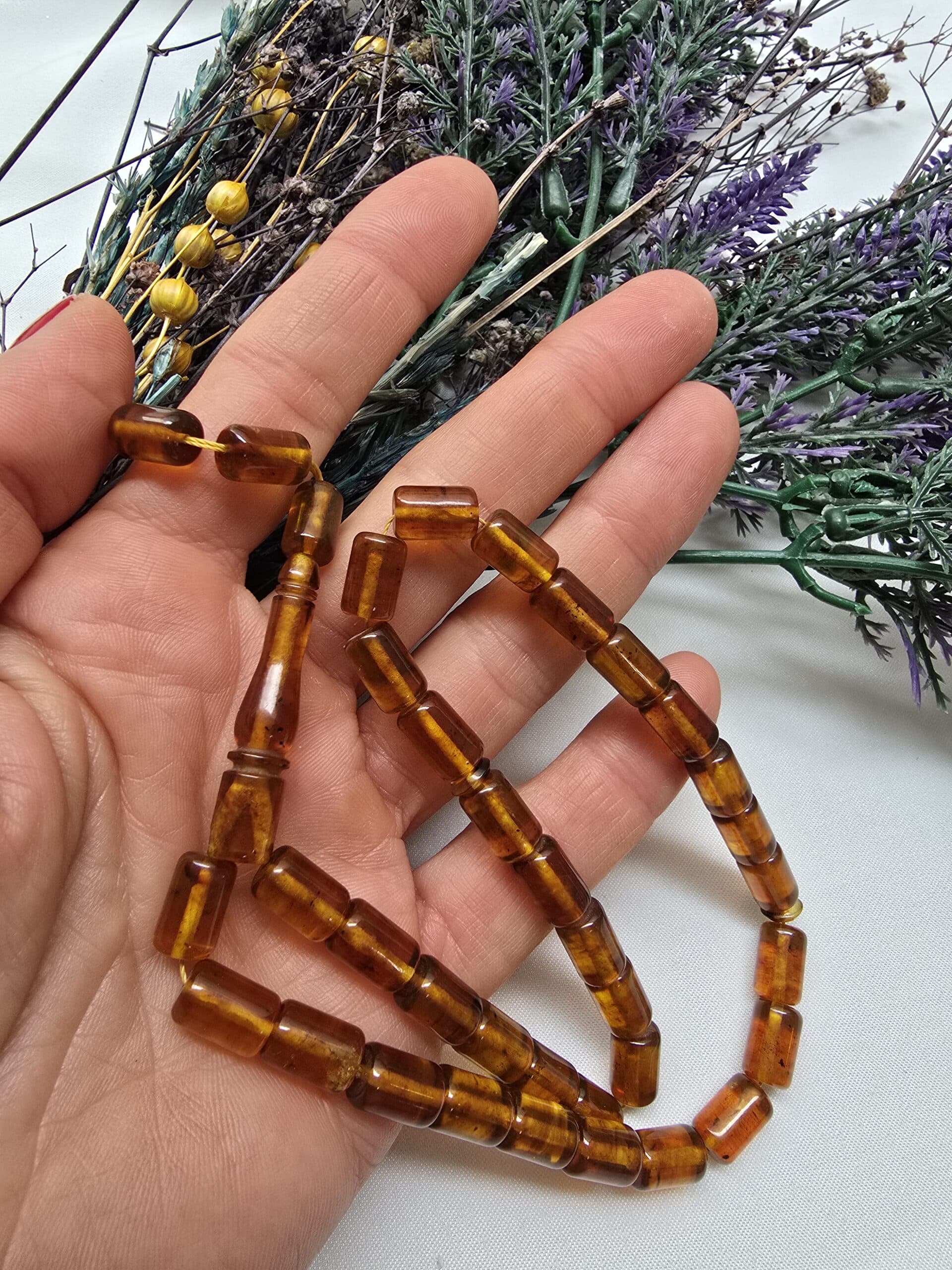 7x10 Mm Orijinal Kesme Kehribar Tesbih