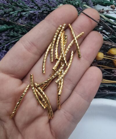 Eğik Boru Ezme 3 Cm Takı Malzemesi - Gold