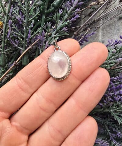 Aaa Oval Pembe Kuvars Tasi Kolye Ucu