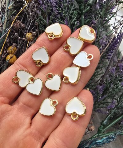 Beyaz Mineli Kalp Charm